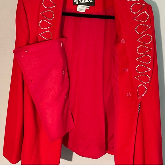 BMJ Studio Red Rhinestone Embellished Evening Jacket 16W w/ Removable Dickey - Picture 11 of 16